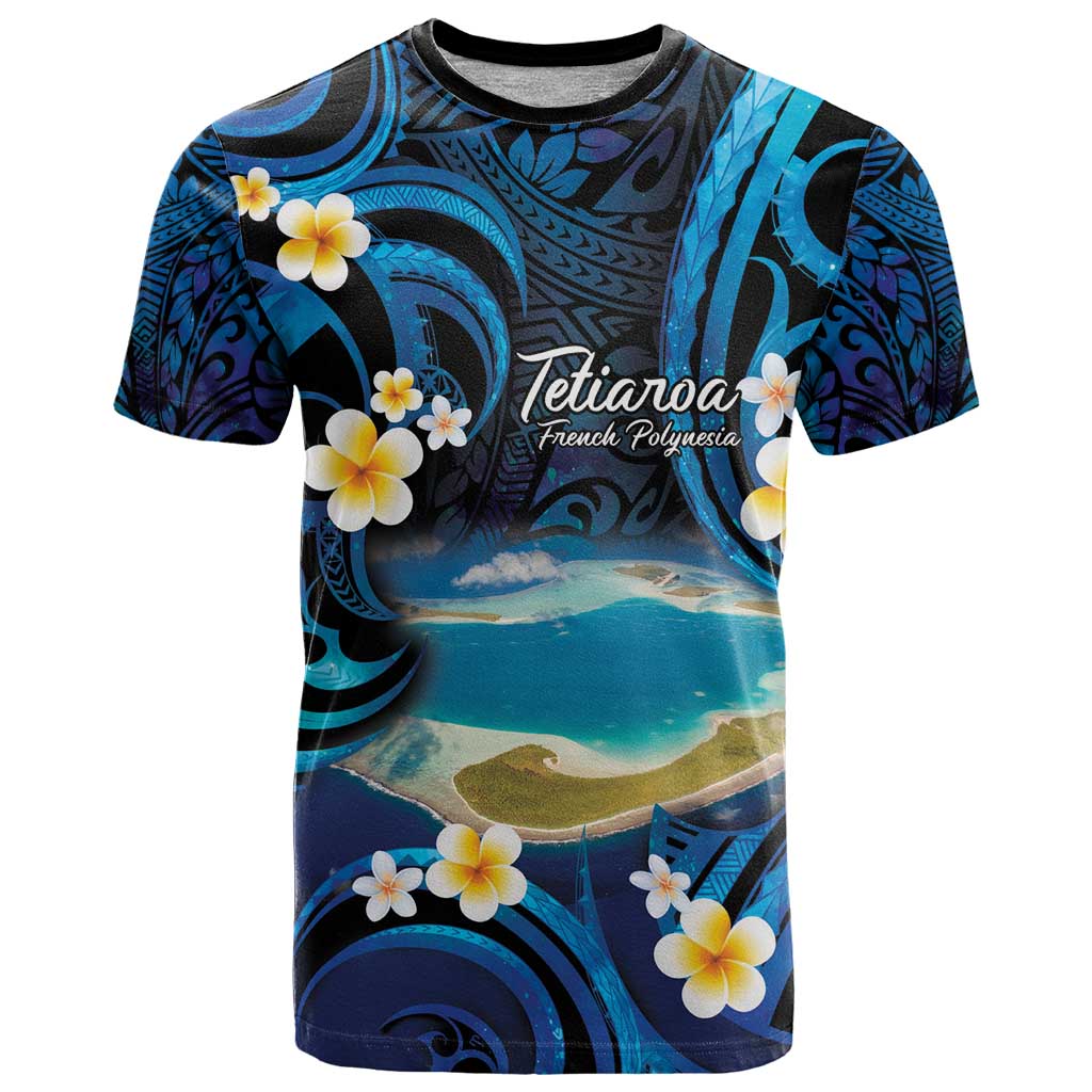 French Polynesia Tetiaroa Atoll T Shirt Polynesian Curves Style LT14 Blue - Polynesian Pride