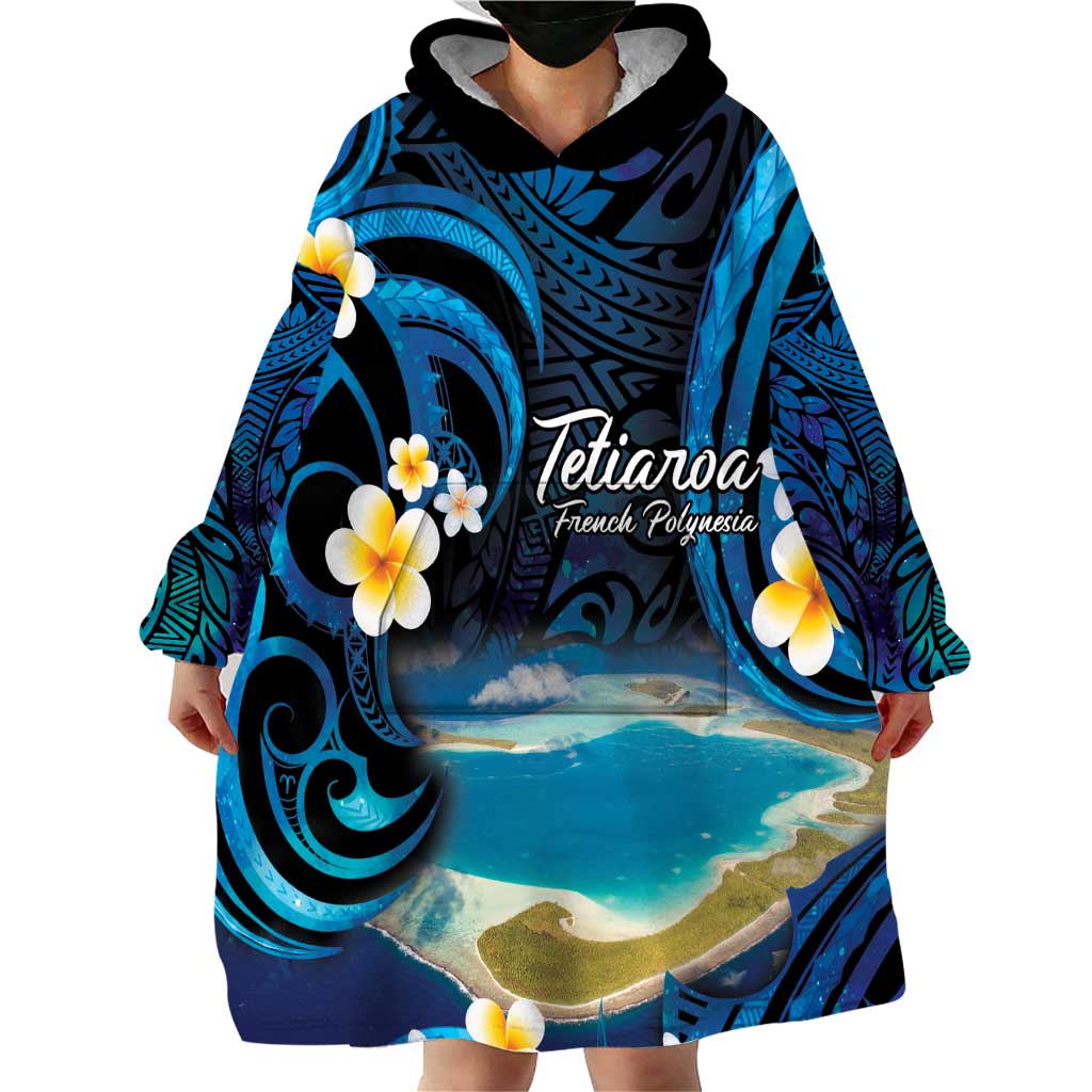 French Polynesia Tetiaroa Atoll Wearable Blanket Hoodie Polynesian Curves Style LT14 - Polynesian Pride