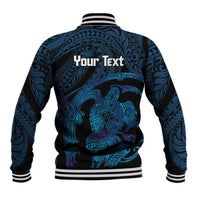 Personalised Tahiti Moorea Atoll Baseball Jacket Polynesian Sea Turtle