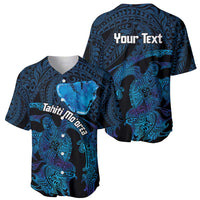 Personalised Tahiti Moorea Atoll Baseball Jersey Polynesian Sea Turtle