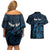 Personalised Tahiti Moorea Atoll Couples Matching Off Shoulder Short Dress and Hawaiian Shirt Polynesian Sea Turtle