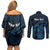 Personalised Tahiti Moorea Atoll Couples Matching Off Shoulder Short Dress and Long Sleeve Button Shirt Polynesian Sea Turtle