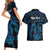 Personalised Tahiti Moorea Atoll Couples Matching Short Sleeve Bodycon Dress and Hawaiian Shirt Polynesian Sea Turtle