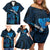 Personalised Tahiti Moorea Atoll Family Matching Off Shoulder Short Dress and Hawaiian Shirt Polynesian Sea Turtle