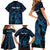 Personalised Tahiti Moorea Atoll Family Matching Short Sleeve Bodycon Dress and Hawaiian Shirt Polynesian Sea Turtle