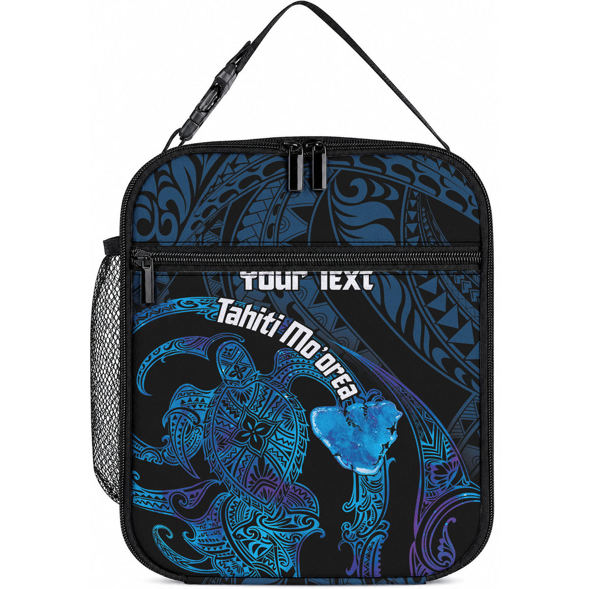 Personalised Tahiti Moorea Atoll Lunch Bag Polynesian Sea Turtle LT14 10.2 × 8.3 × 4.3 inch Blue - Polynesian Pride