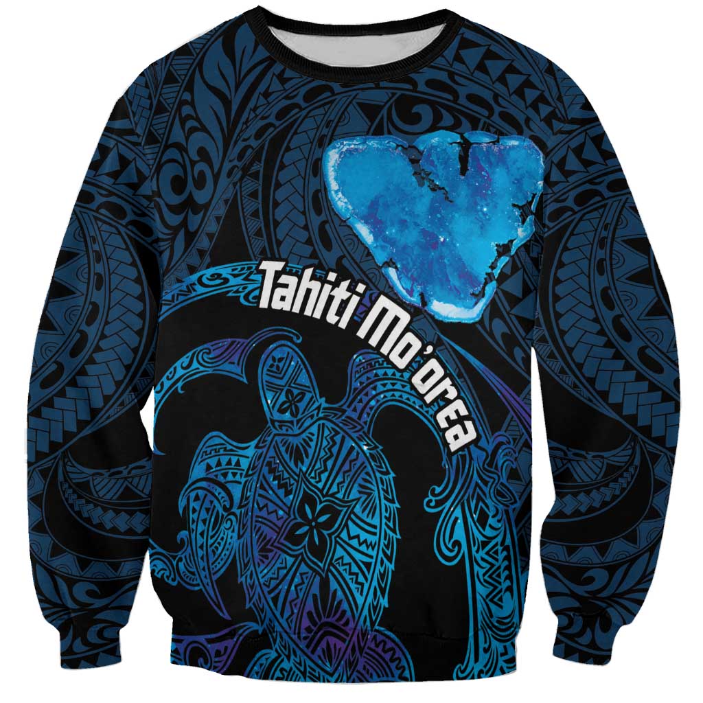 Personalised Tahiti Moorea Atoll Sweatshirt Polynesian Sea Turtle