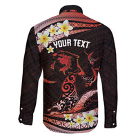 Personalised Tahiti Bora Bora Family Matching Off Shoulder Short Dress and Hawaiian Shirt Manta Rays With Polynesian Plumeria