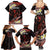 Personalised Tahiti Bora Bora Family Matching Summer Maxi Dress and Hawaiian Shirt Manta Rays With Polynesian Plumeria