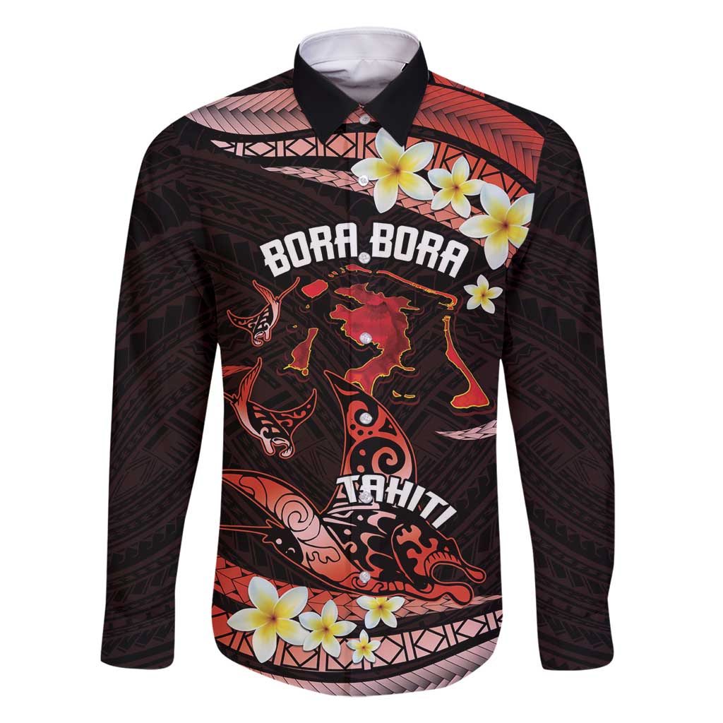 Personalised Tahiti Bora Bora Family Matching Tank Maxi Dress and Hawaiian Shirt Manta Rays With Polynesian Plumeria