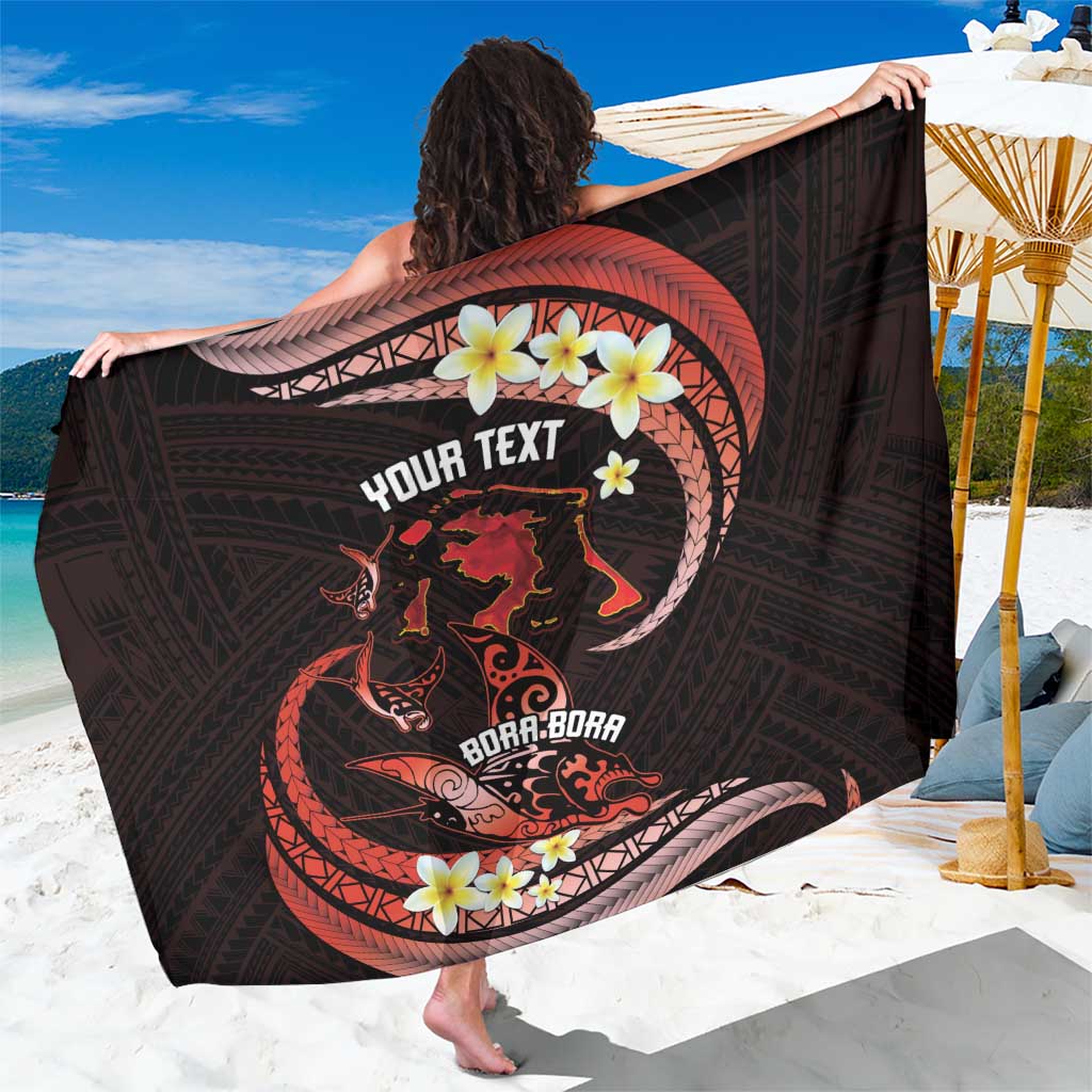 Personalised Tahiti Bora Bora Sarong Manta Rays With Polynesian Plumeria