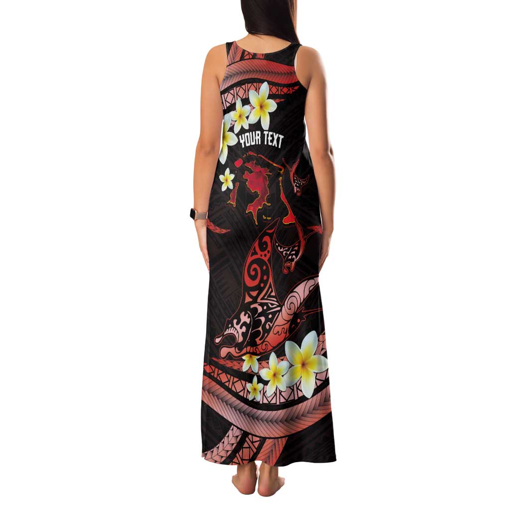 Personalised Tahiti Bora Bora Tank Maxi Dress Manta Rays With Polynesian Plumeria