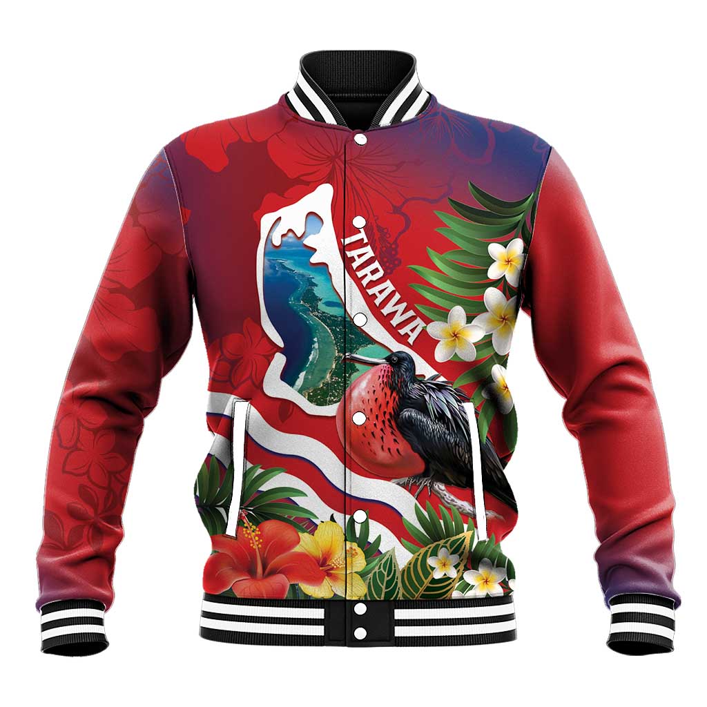 Personalised Kiribati Tarawa Atoll Baseball Jacket Frigate Bird With Map Tropical Style LT14 Unisex Red - Polynesian Pride