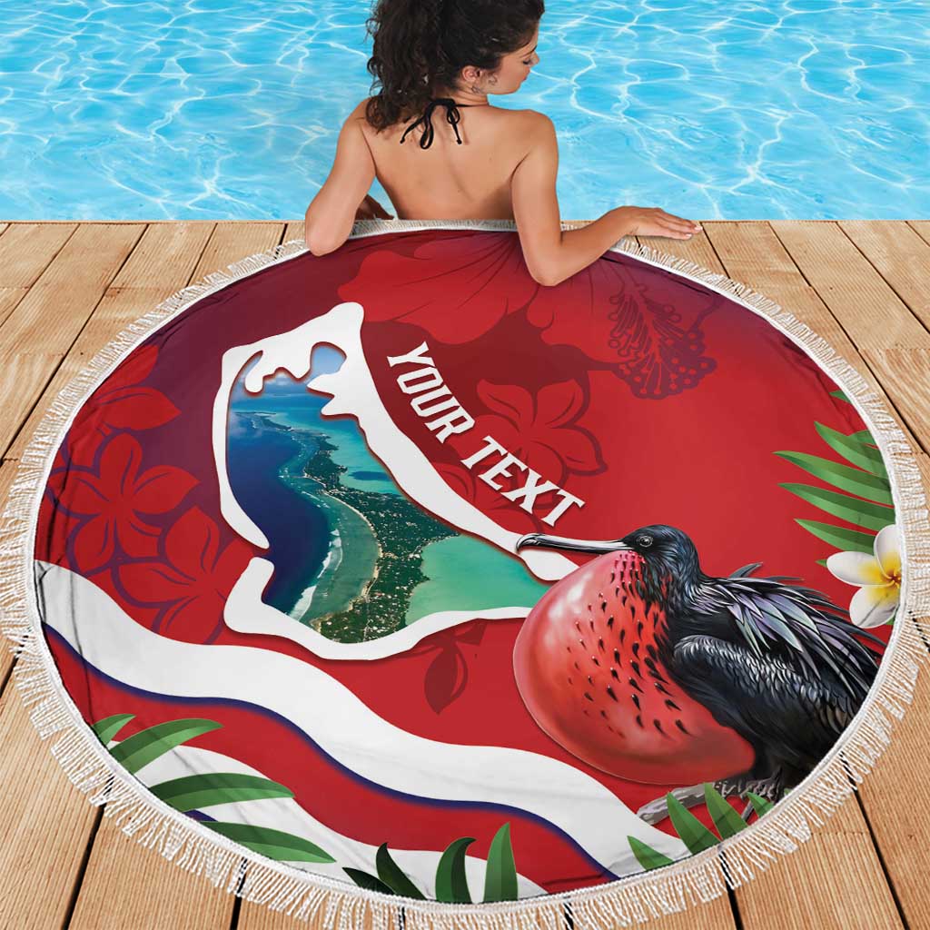 Personalised Kiribati Tarawa Atoll Beach Blanket Frigate Bird With Map Tropical Style LT14 - Polynesian Pride