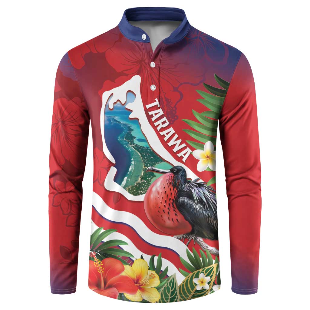 Personalised Kiribati Tarawa Atoll Button Sweatshirt Frigate Bird With Map Tropical Style LT14 Red - Polynesian Pride