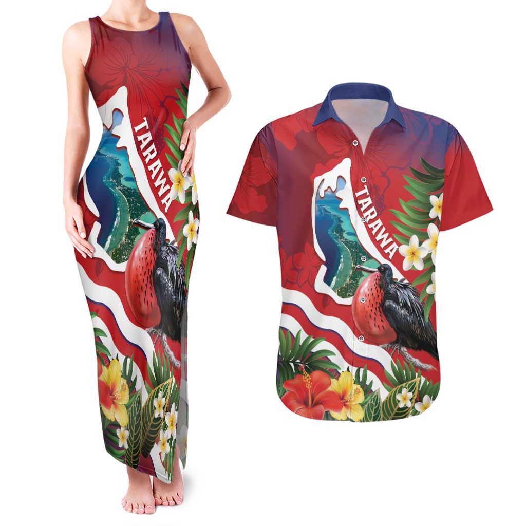 Personalised Kiribati Tarawa Atoll Couples Matching Tank Maxi Dress and Hawaiian Shirt Frigate Bird With Map Tropical Style