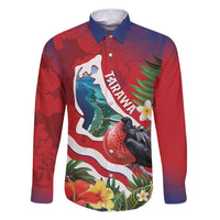 Personalised Kiribati Tarawa Atoll Family Matching Long Sleeve Bodycon Dress and Hawaiian Shirt Frigate Bird With Map Tropical Style