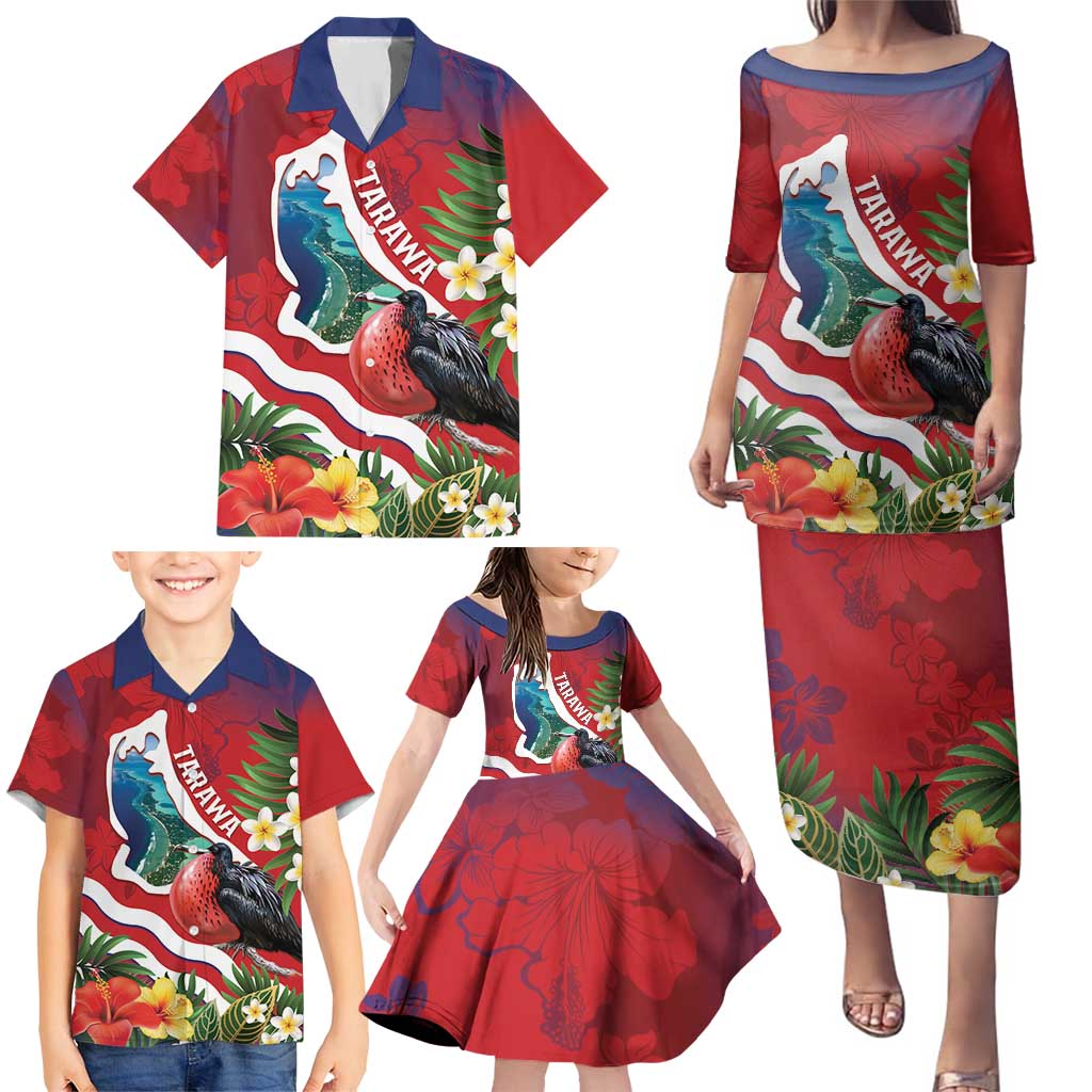 Personalised Kiribati Tarawa Atoll Family Matching Puletasi and Hawaiian Shirt Frigate Bird With Map Tropical Style LT14 - Polynesian Pride
