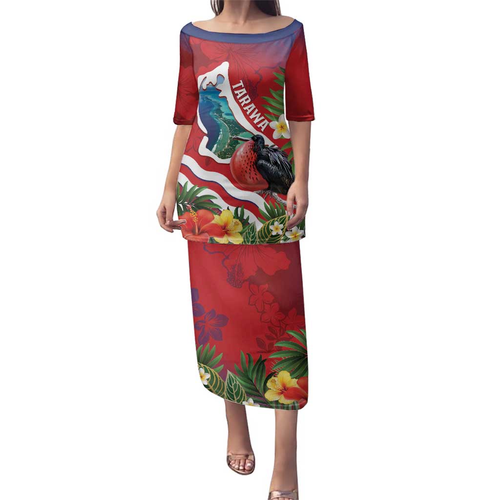 Personalised Kiribati Tarawa Atoll Family Matching Puletasi and Hawaiian Shirt Frigate Bird With Map Tropical Style