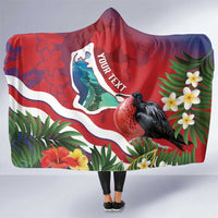 Personalised Kiribati Tarawa Atoll Hooded Blanket Frigate Bird With Map Tropical Style LT14 One Size Red - Polynesian Pride