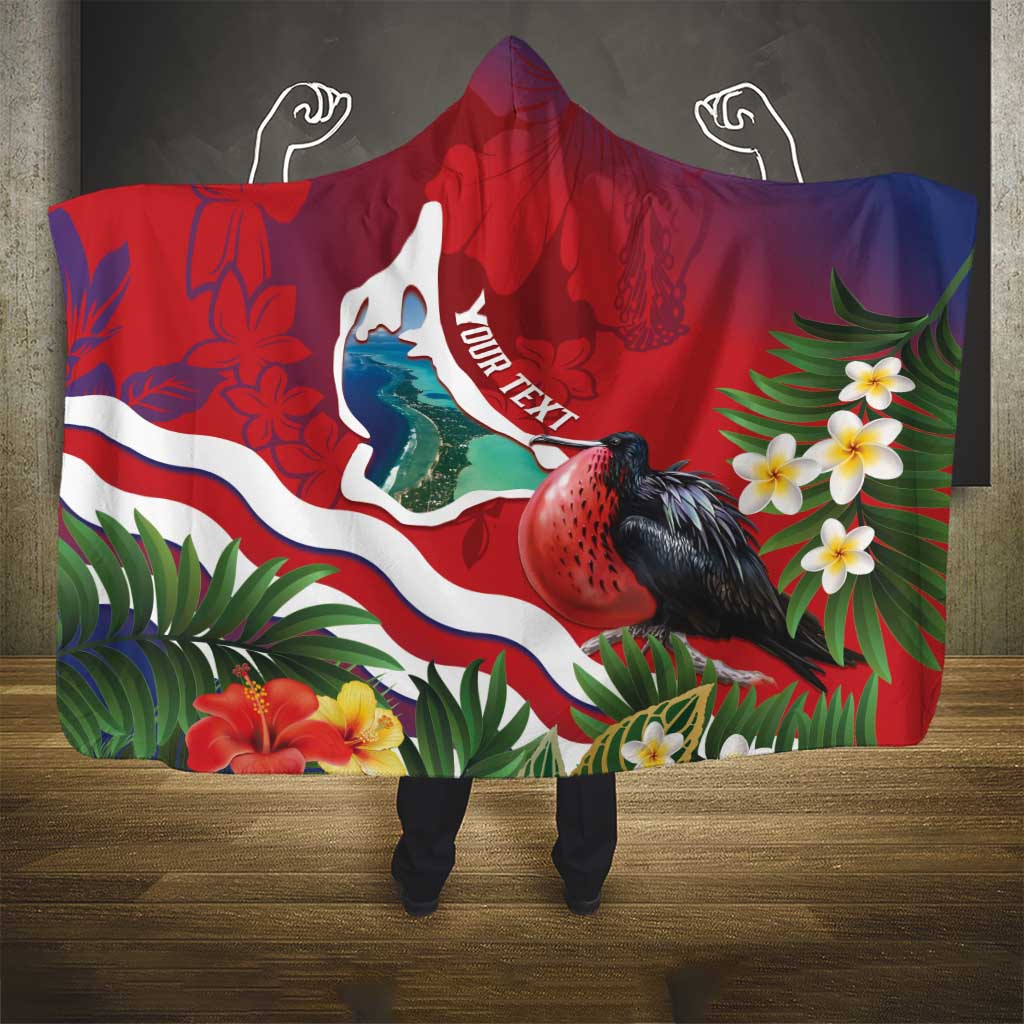 Personalised Kiribati Tarawa Atoll Hooded Blanket Frigate Bird With Map Tropical Style LT14 - Polynesian Pride