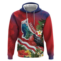Personalised Kiribati Tarawa Atoll Hoodie Frigate Bird With Map Tropical Style LT14 Pullover Hoodie Red - Polynesian Pride