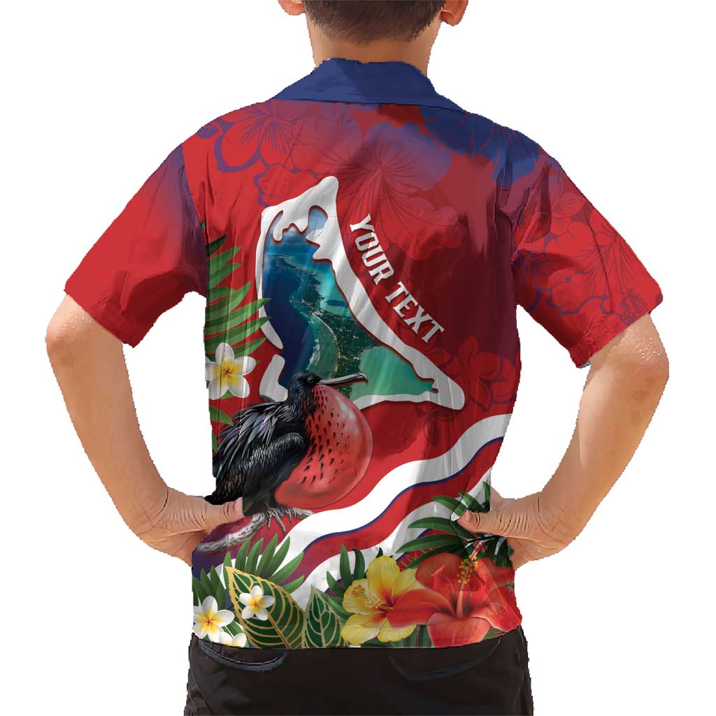 Personalised Kiribati Tarawa Atoll Kid Hawaiian Shirt Frigate Bird With Map Tropical Style