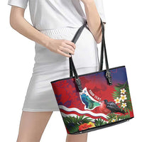 Personalised Kiribati Tarawa Atoll Leather Tote Bag Frigate Bird With Map Tropical Style LT14 - Polynesian Pride
