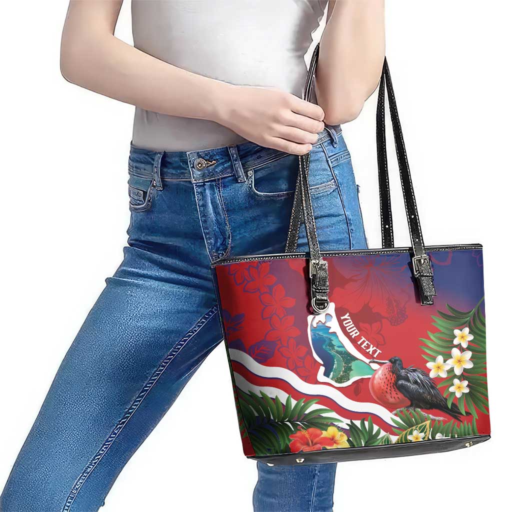 Personalised Kiribati Tarawa Atoll Leather Tote Bag Frigate Bird With Map Tropical Style LT14 - Polynesian Pride
