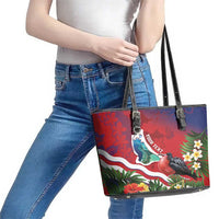 Personalised Kiribati Tarawa Atoll Leather Tote Bag Frigate Bird With Map Tropical Style LT14 - Polynesian Pride
