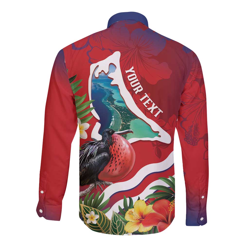 Personalised Kiribati Tarawa Atoll Long Sleeve Button Shirt Frigate Bird With Map Tropical Style