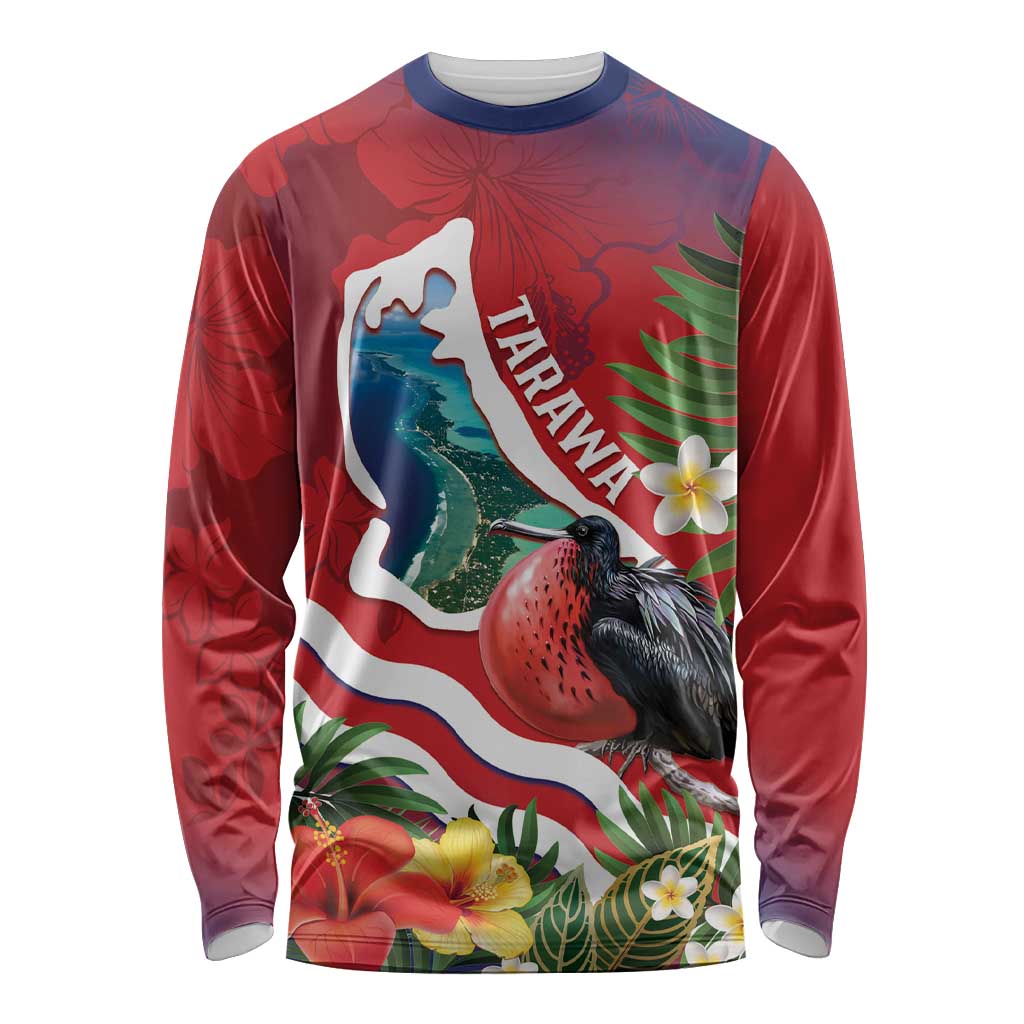 Personalised Kiribati Tarawa Atoll Long Sleeve Shirt Frigate Bird With Map Tropical Style