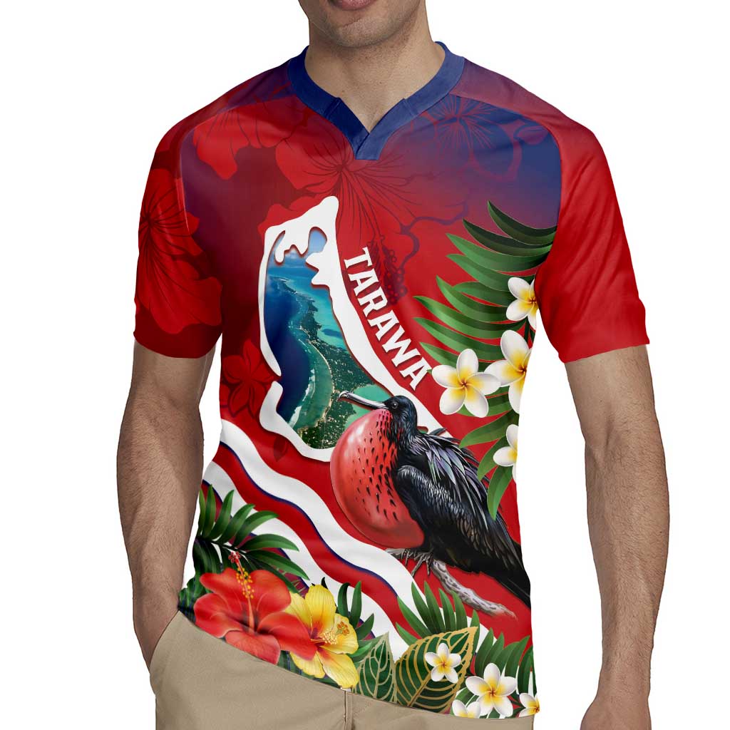 Personalised Kiribati Tarawa Atoll Rugby Jersey Frigate Bird With Map Tropical Style