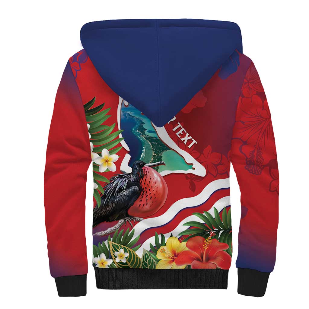 Personalised Kiribati Tarawa Atoll Sherpa Hoodie Frigate Bird With Map Tropical Style LT14 - Polynesian Pride