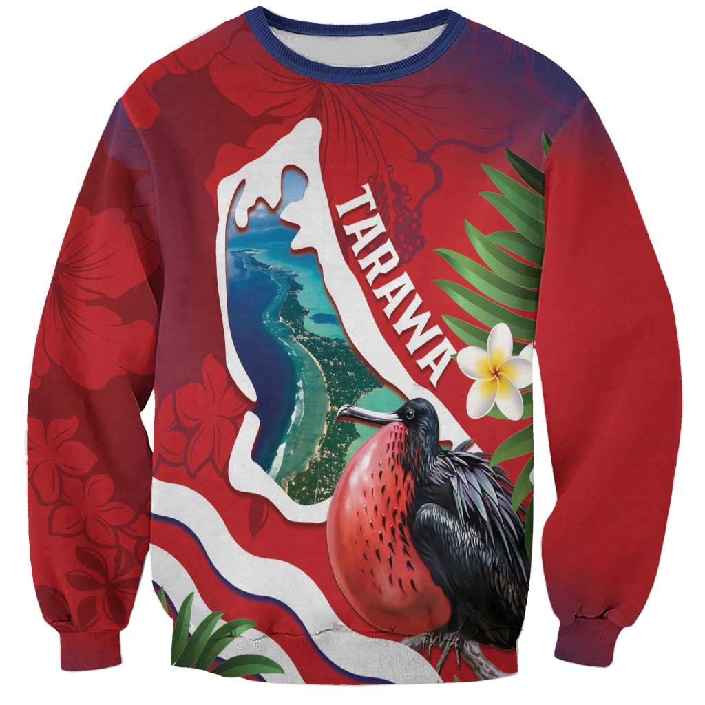 Personalised Kiribati Tarawa Atoll Sweatshirt Frigate Bird With Map Tropical Style