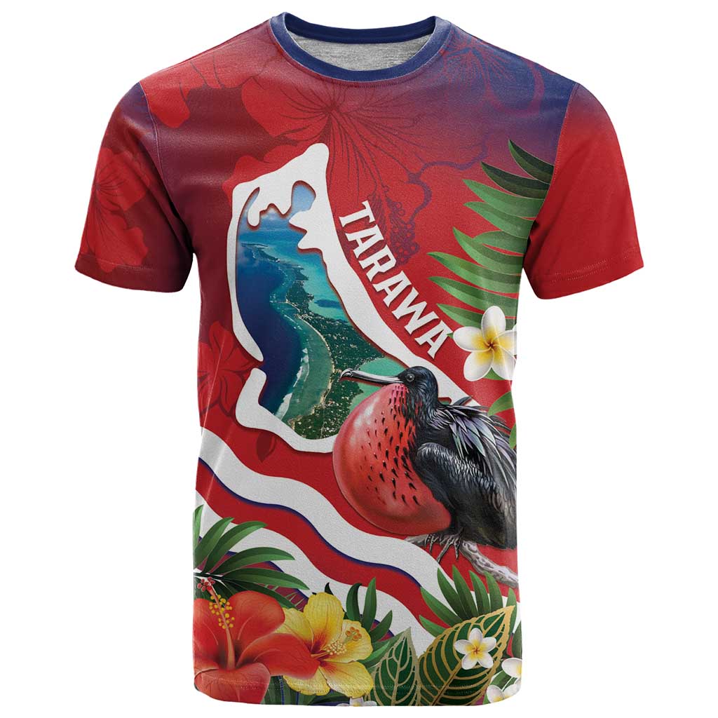 Personalised Kiribati Tarawa Atoll T Shirt Frigate Bird With Map Tropical Style LT14 Red - Polynesian Pride