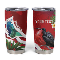 Personalised Kiribati Tarawa Atoll Tumbler Cup Frigate Bird With Map Tropical Style LT14 Red - Polynesian Pride