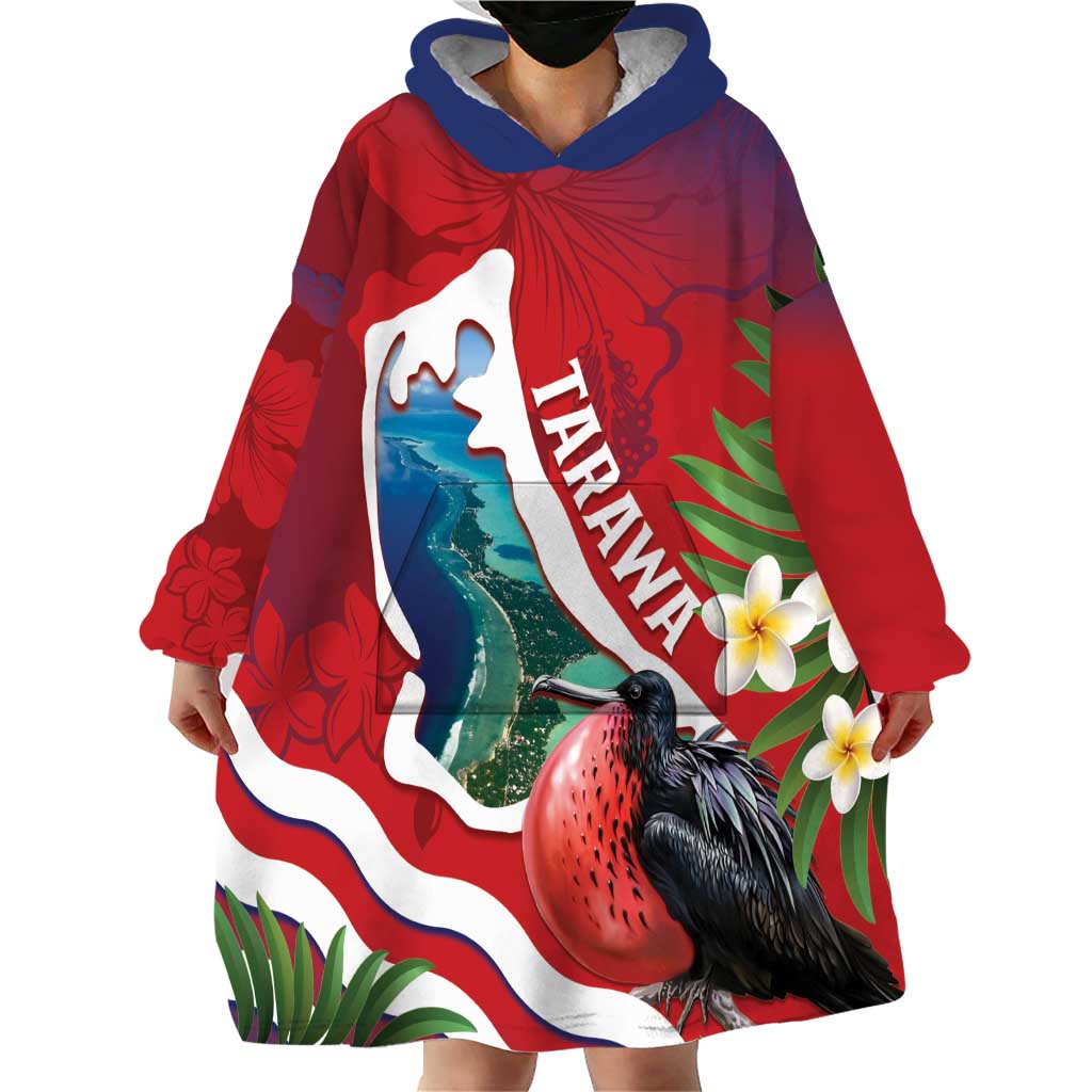 Personalised Kiribati Tarawa Atoll Wearable Blanket Hoodie Frigate Bird With Map Tropical Style LT14 - Polynesian Pride