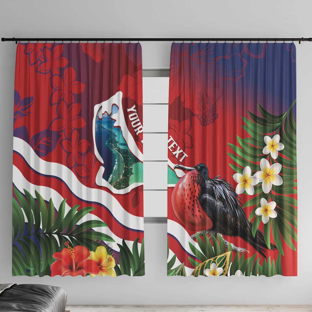 Personalised Kiribati Tarawa Atoll Window Curtain Frigate Bird With Map Tropical Style LT14 With Hooks Red - Polynesian Pride
