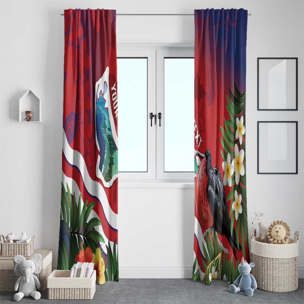 Personalised Kiribati Tarawa Atoll Window Curtain Frigate Bird With Map Tropical Style LT14 - Polynesian Pride