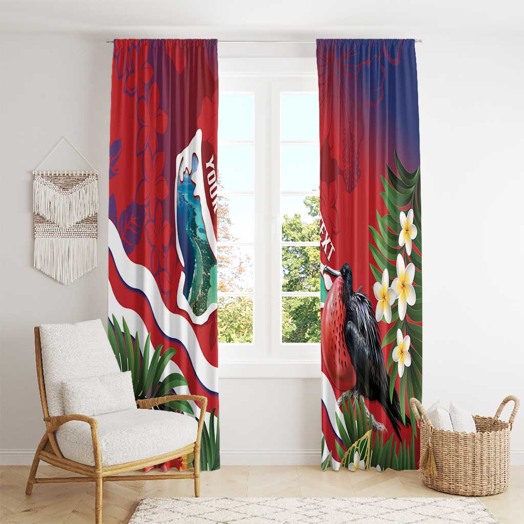 Personalised Kiribati Tarawa Atoll Window Curtain Frigate Bird With Map Tropical Style LT14 - Polynesian Pride