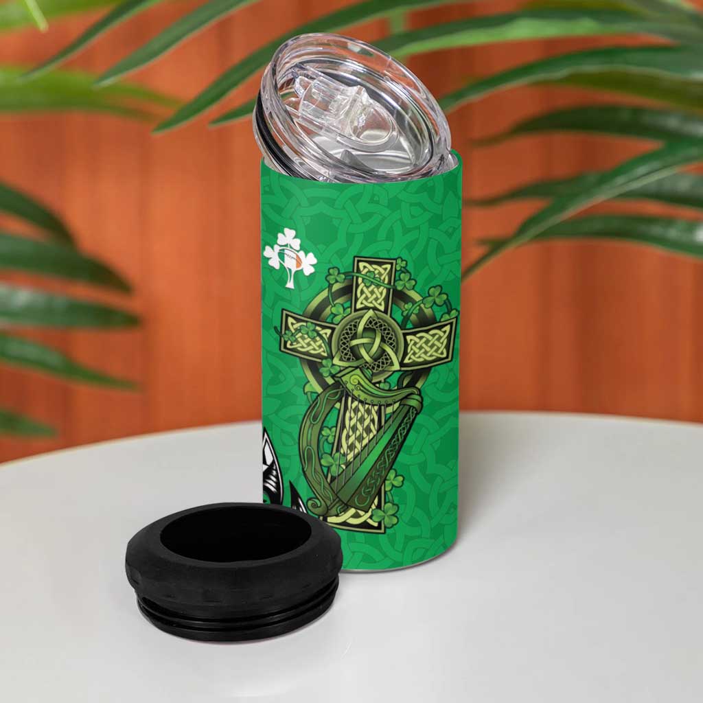 New Zealand and Ireland Rugby 4 in 1 Can Cooler Tumbler Maori Tiki Fern Irish Celtic Cross - Polynesian Pride