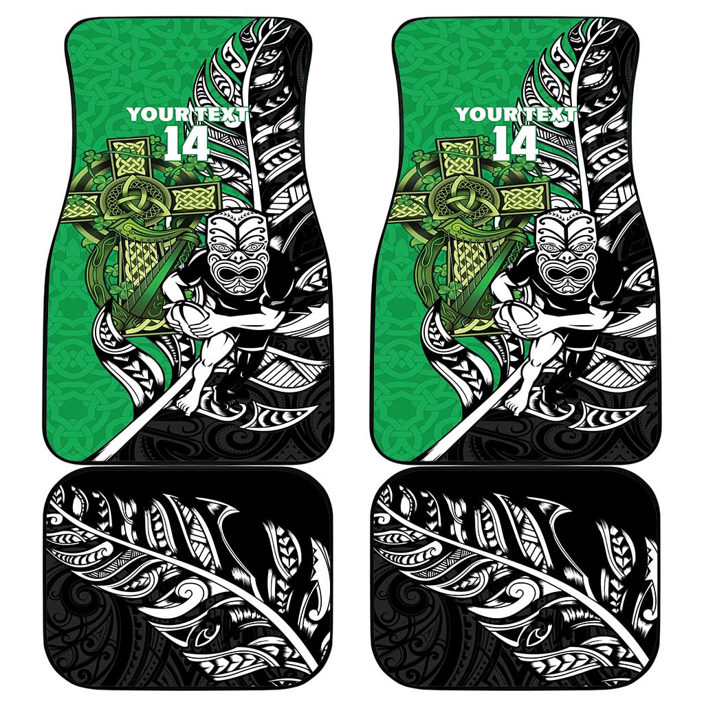 New Zealand and Ireland Rugby Custom Car Mats Maori Tiki Fern Irish Celtic Cross - Polynesian Pride