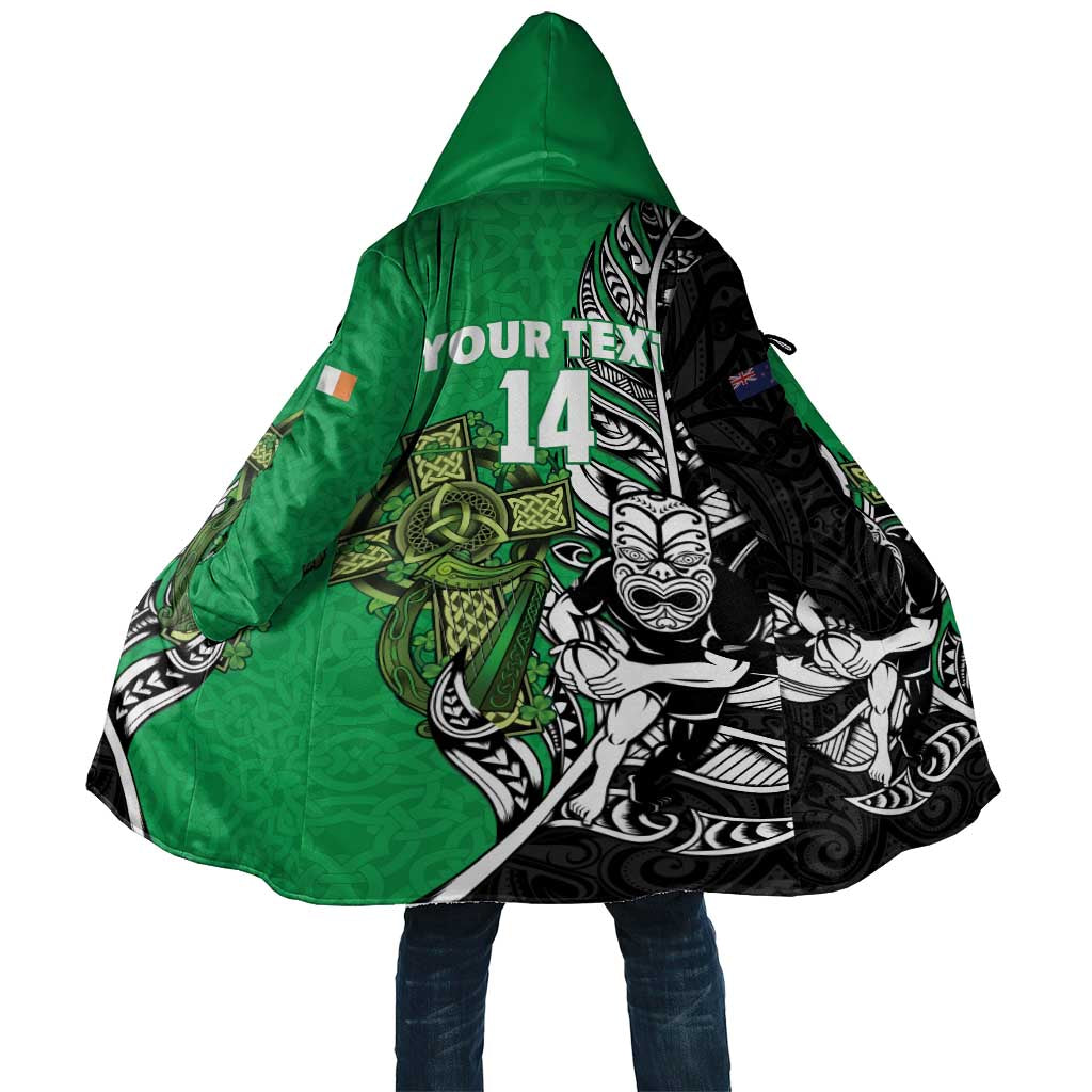 New Zealand and Ireland Rugby Custom Cloak Maori Tiki Fern Irish Celtic Cross - Polynesian Pride