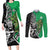 New Zealand and Ireland Rugby Custom Couples Matching Long Sleeve Bodycon Dress and Long Sleeve Button Shirt Maori Tiki Fern Irish Celtic Cross - Polynesian Pride