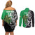 New Zealand and Ireland Rugby Custom Couples Matching Off Shoulder Short Dress and Long Sleeve Button Shirt Maori Tiki Fern Irish Celtic Cross - Polynesian Pride