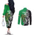 New Zealand and Ireland Rugby Custom Couples Matching Off The Shoulder Long Sleeve Dress and Long Sleeve Button Shirt Maori Tiki Fern Irish Celtic Cross - Polynesian Pride