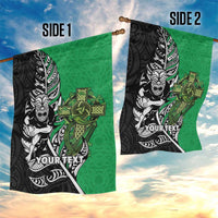 New Zealand and Ireland Rugby Custom Garden Flag Maori Tiki Fern Irish Celtic Cross - Polynesian Pride