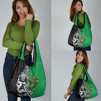 New Zealand and Ireland Rugby Custom Grocery Bag Maori Tiki Fern Irish Celtic Cross - Polynesian Pride