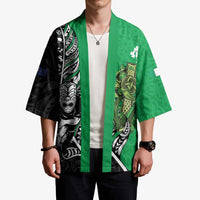 New Zealand and Ireland Rugby Custom Kimono Maori Tiki Fern Irish Celtic Cross - Polynesian Pride